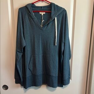 Teal Hooded Sweatshirt with Front Pocket